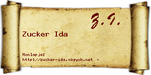 Zucker Ida névjegykártya